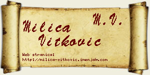 Milica Vitković vizit kartica